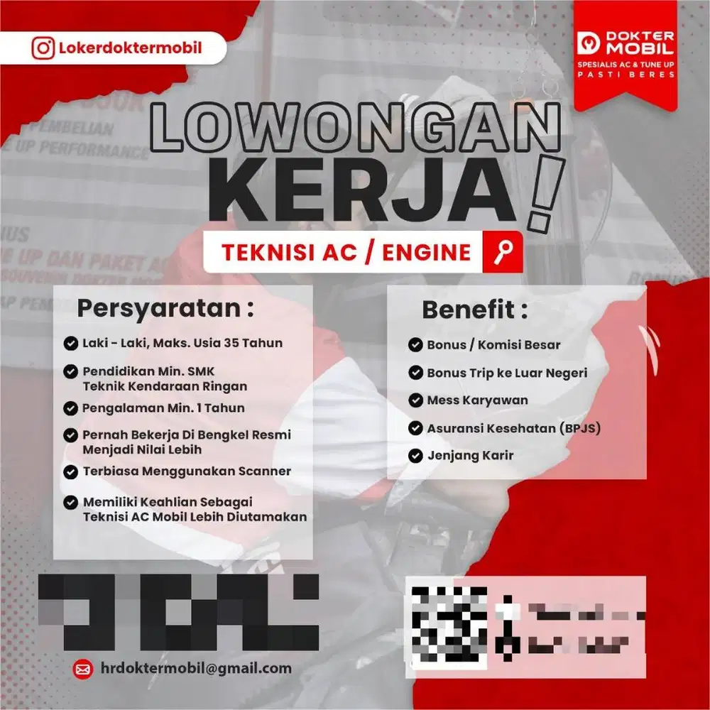 LOWONGAN KERJA TEKNISI AC & ENGINE MOBIL