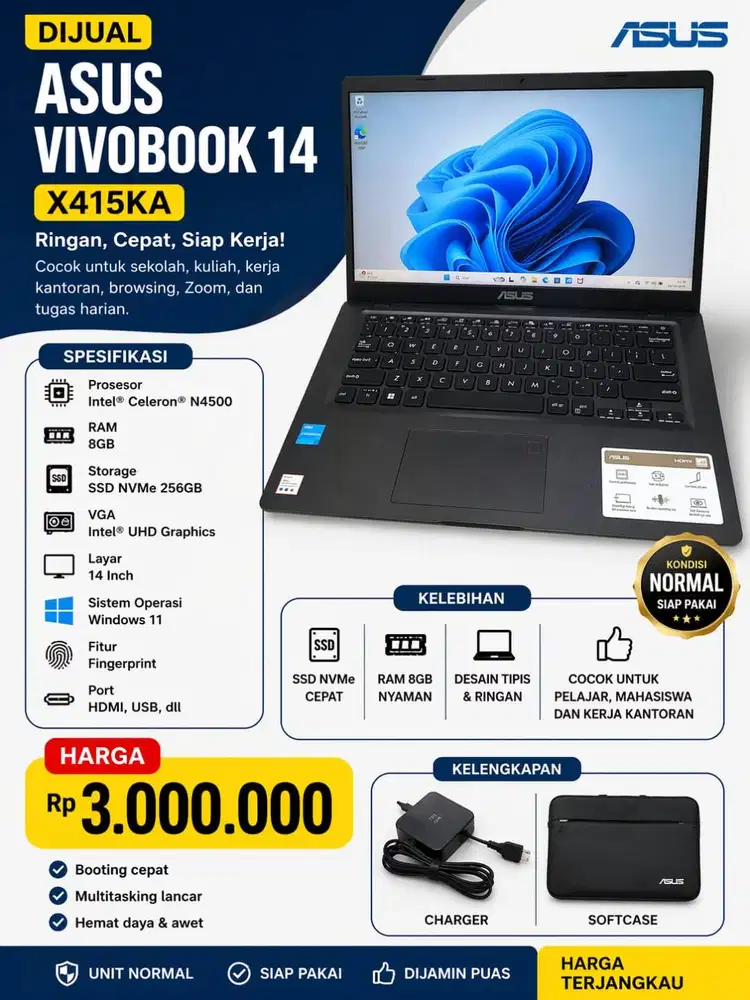 LAPTOP ASUS VIVOBOOK 14 X415KA