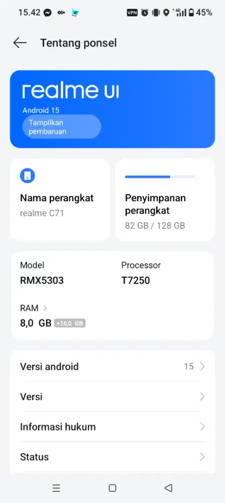 realme c71  pemakaian 2 bulan