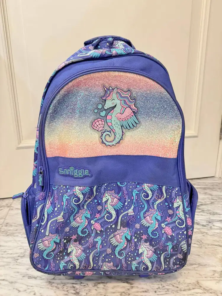 Tas Sekolah Anak Troli Beroda Smiggle Seahorse Ungu