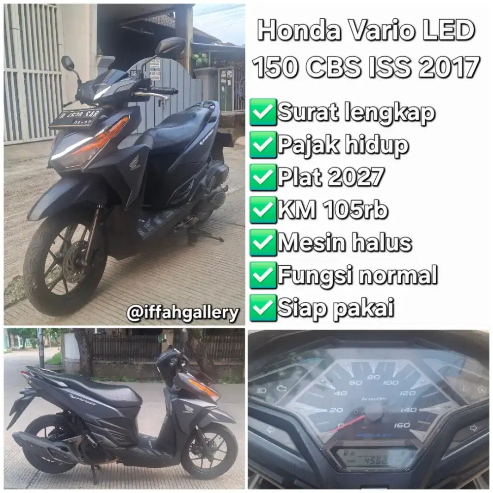 Motor Honda Vario LED 150 CBS ISS 2017 Surat Lengkap Pajak Plat Hidup