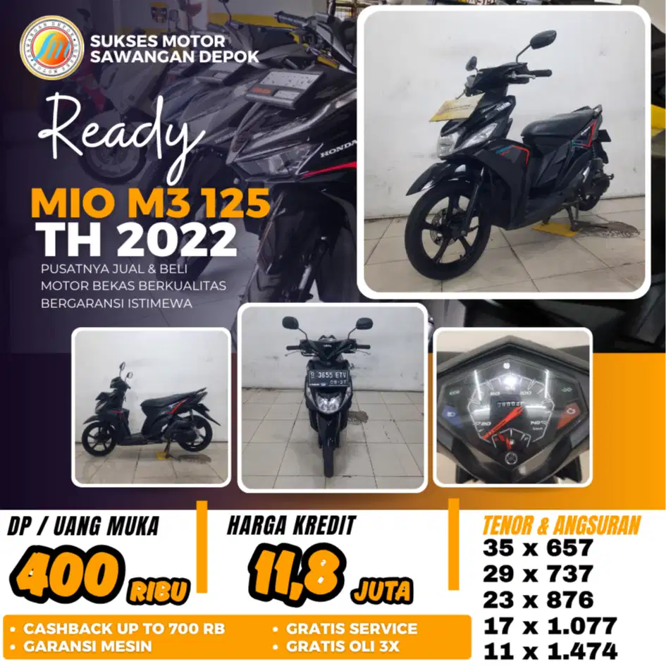 ISTIMEWA MIO M3 125 TH 2022 UNIT MULUS BISA CASH KREDIT BERGARANSI
