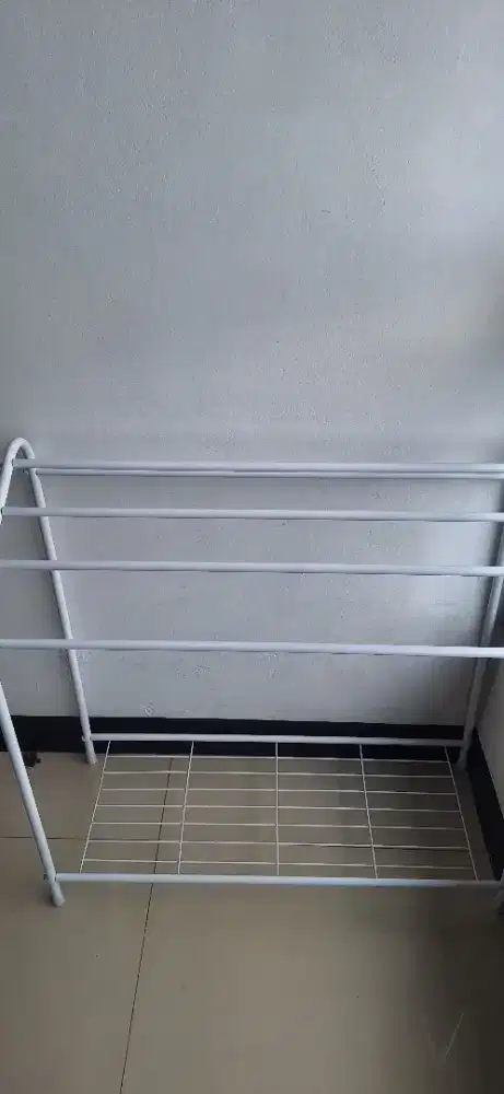 Jemuran besi + rak akrilik estetik + hanger