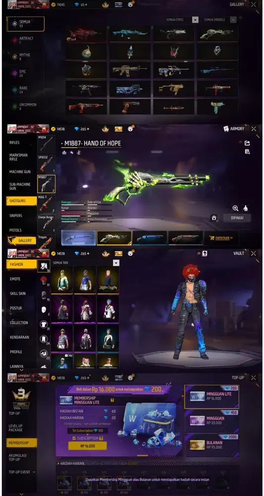 STOK AKUN FF SG LUMUT POLOSAN LOG GOGGLE