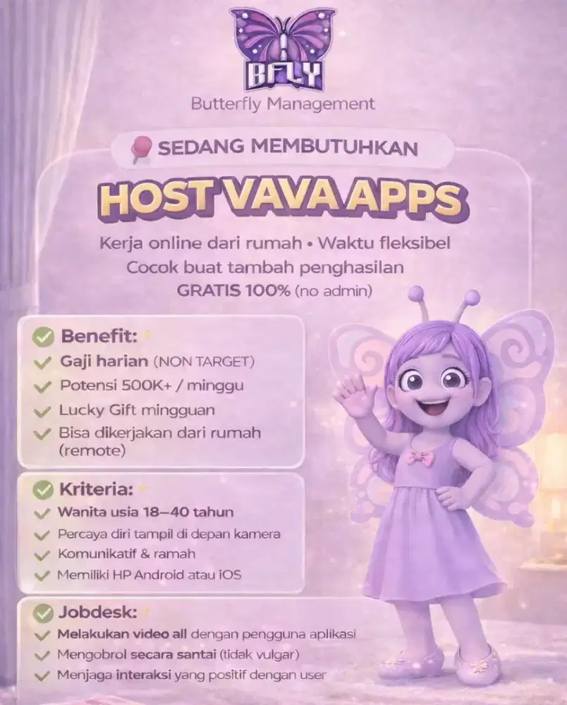 DIBUTUHKAN HOST WANITA USIA 18-36 TAHUN