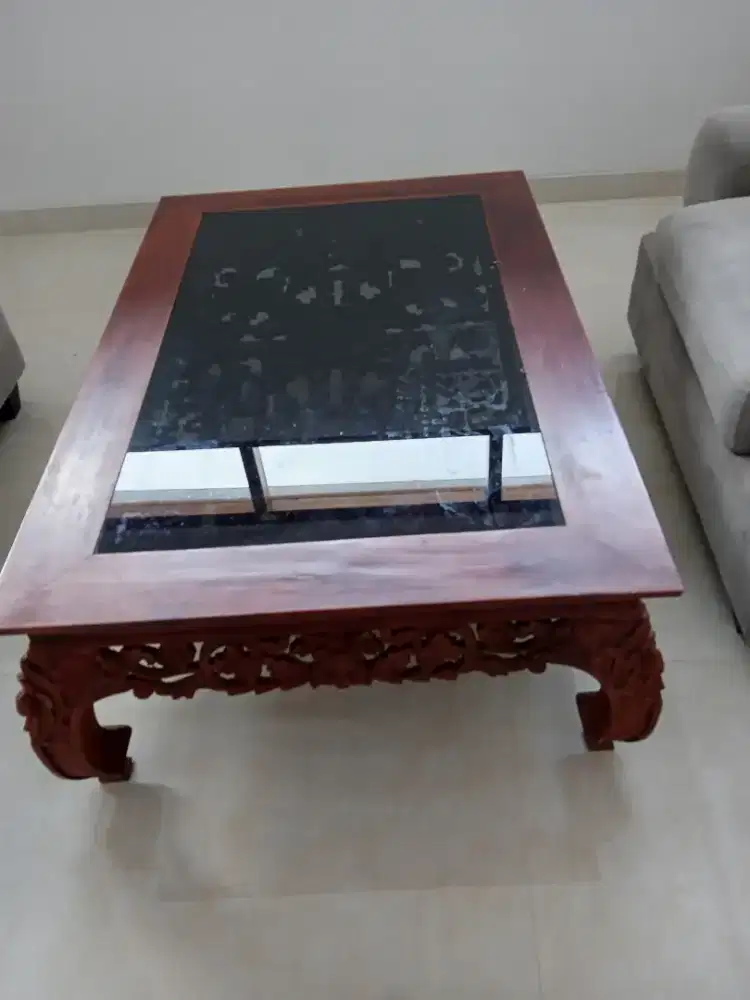 Meja tamu ketapang +kaca