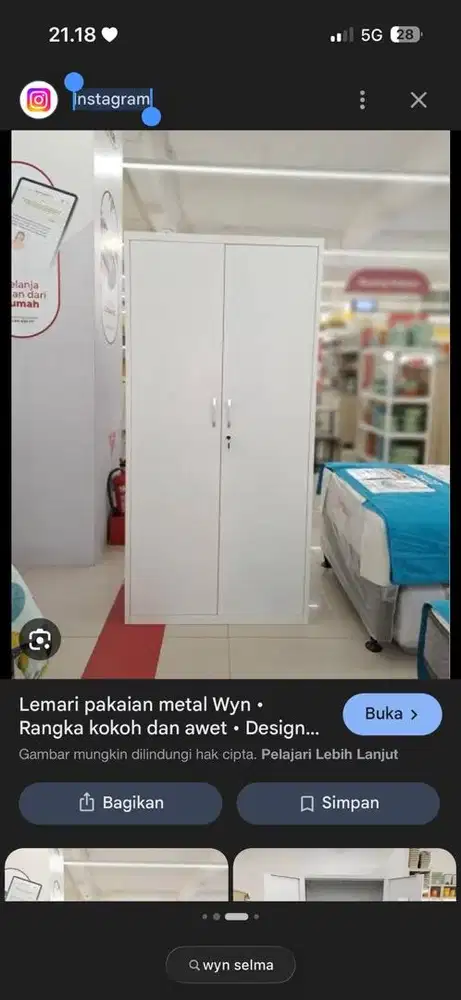 JUAL BARU LEMARI PAKAIAN 2 pintu bahan full besi