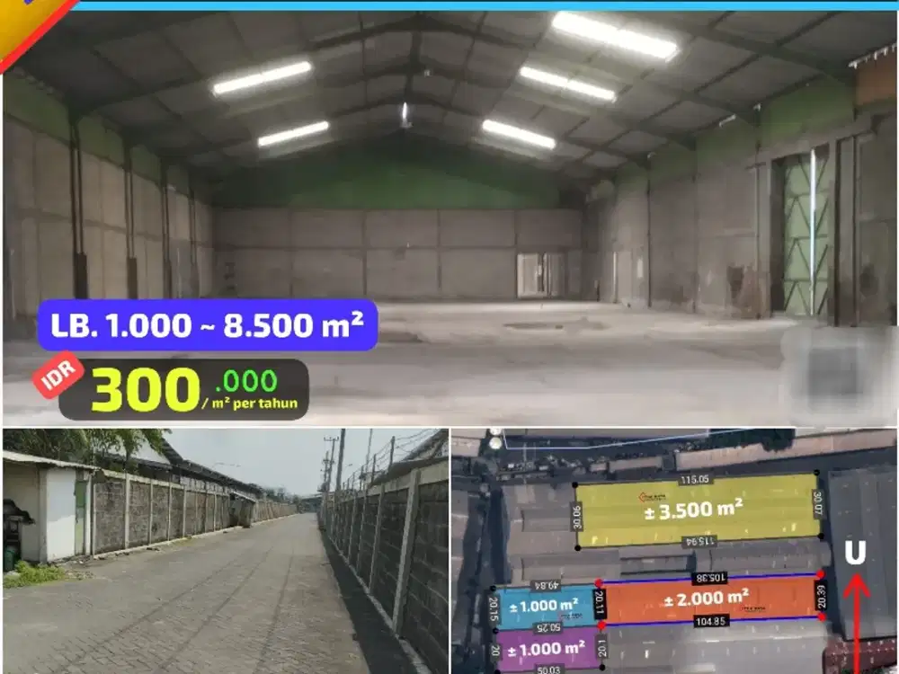 DISEWAKAN GUDANG MARGOMULYO START DARI 1000M² - 8500m²