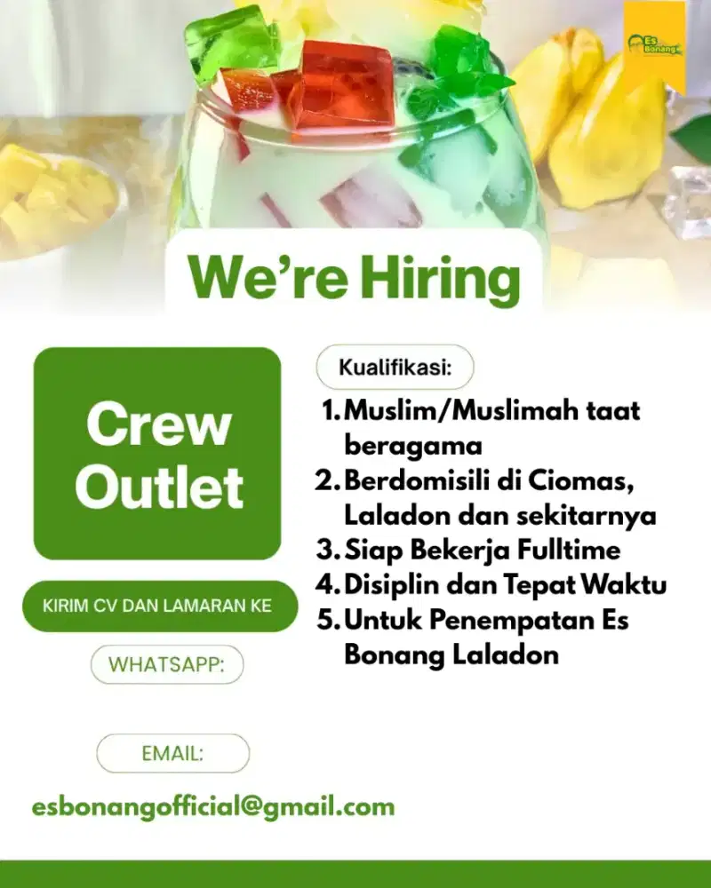 Lowongan kerja crew outlet