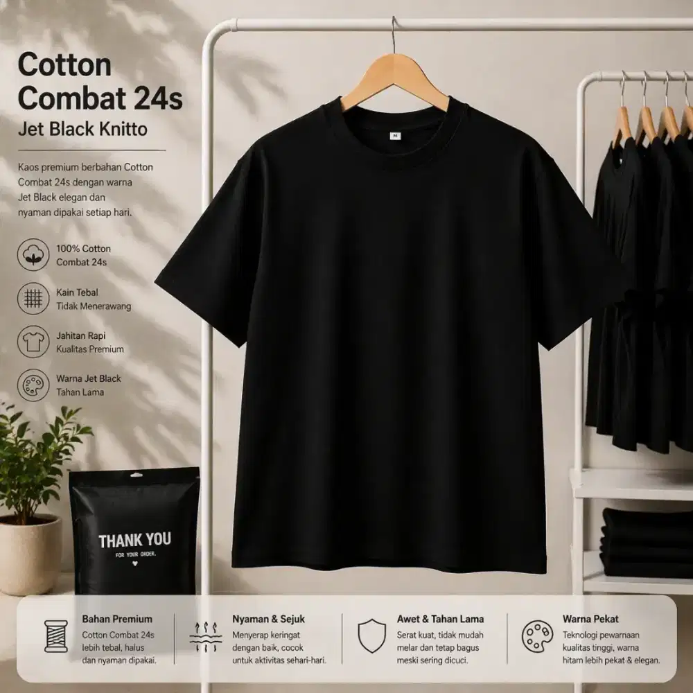 Kaos Hitam Basic Berkualitas