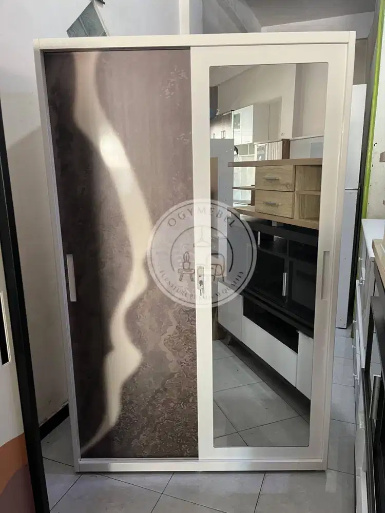 PROMO LEMARI PAKAIAN BESI 2 PINTU SLIDING GRATIS ANTAR