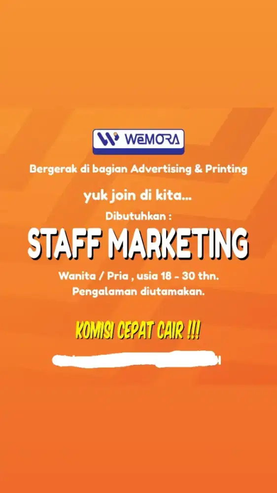 Loker marketing, komisi cepat cair