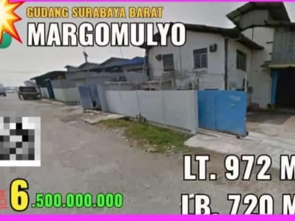 DIJUAL GUDANG MARGOMULYO SURABAYA SIAP PAKAI