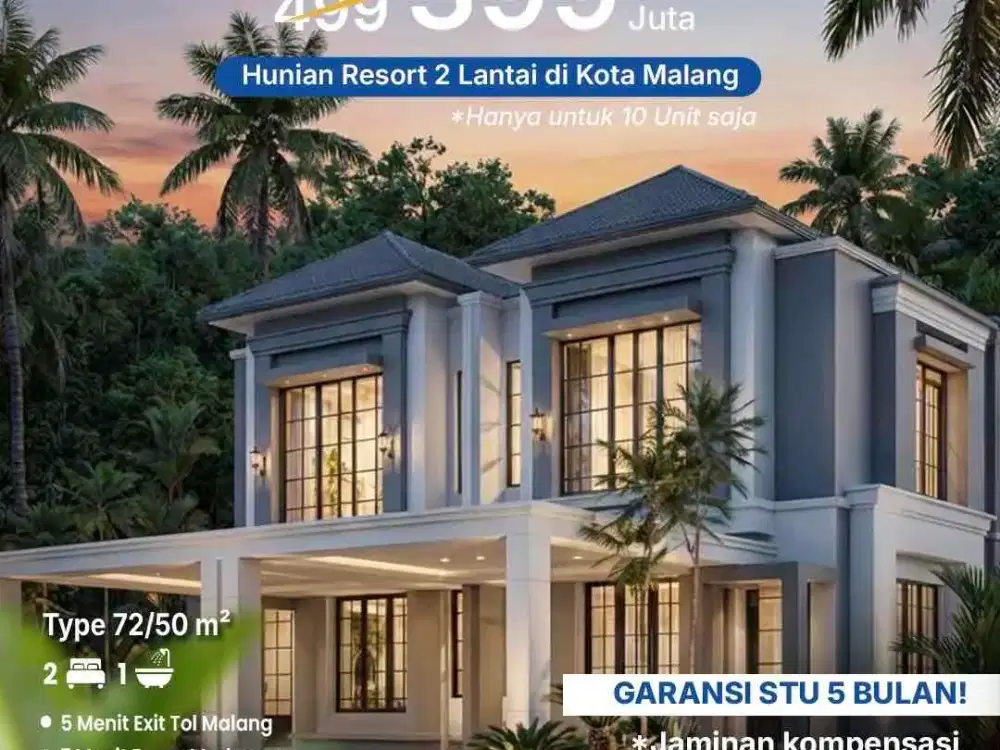 Rumah Mewah 2 Lantai Cemorokandang Kota Malang