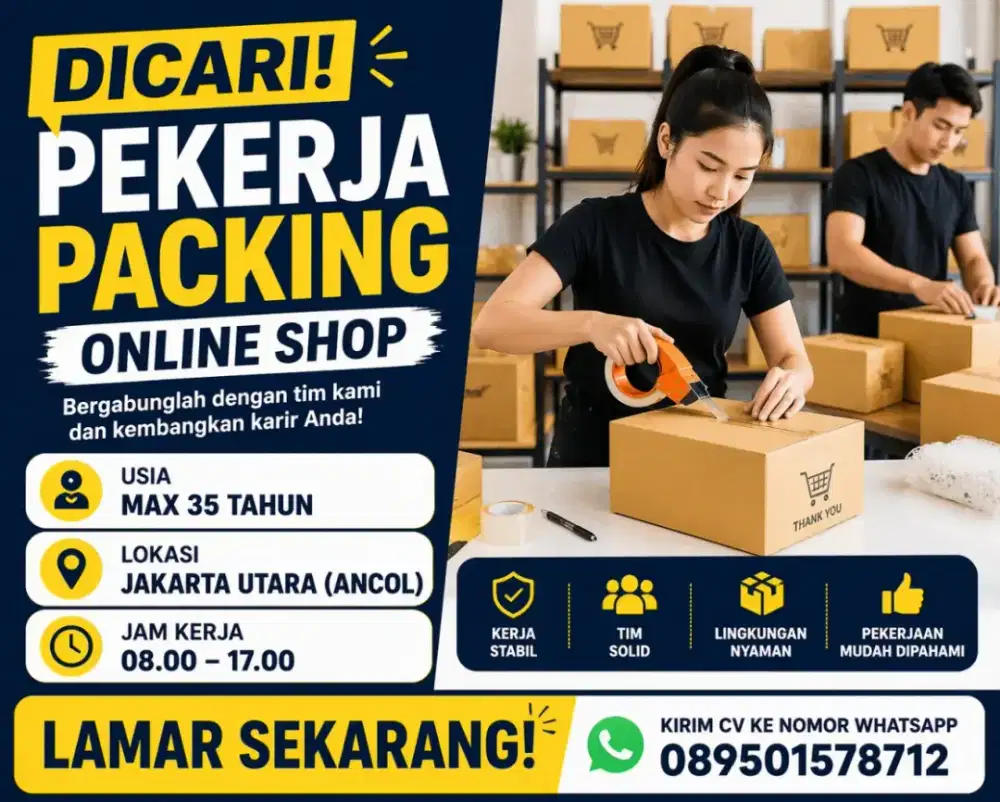 Lowongan Kerja Packing Barang Online Shop – Jakarta Utara (Ancol)