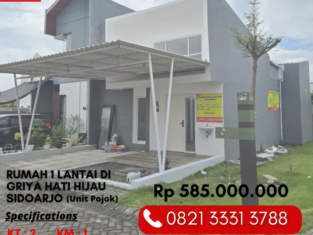 Rumah 2 Kamar Siap Huni Harga 500 Jutaan di Griya Hati Hijau Sidoarjo