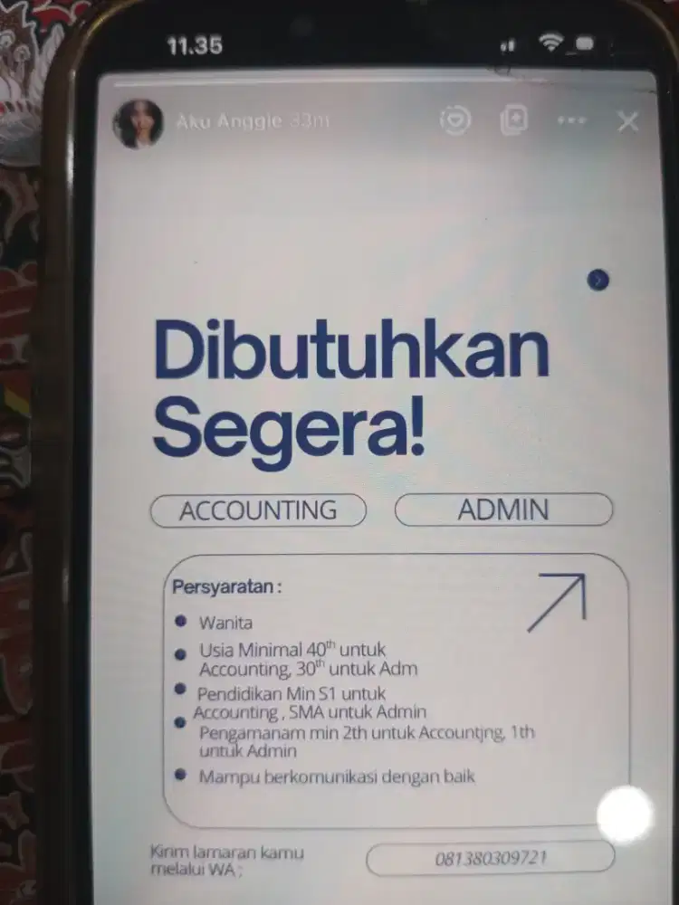 LOKER ACCOUNTING dan ADMIN