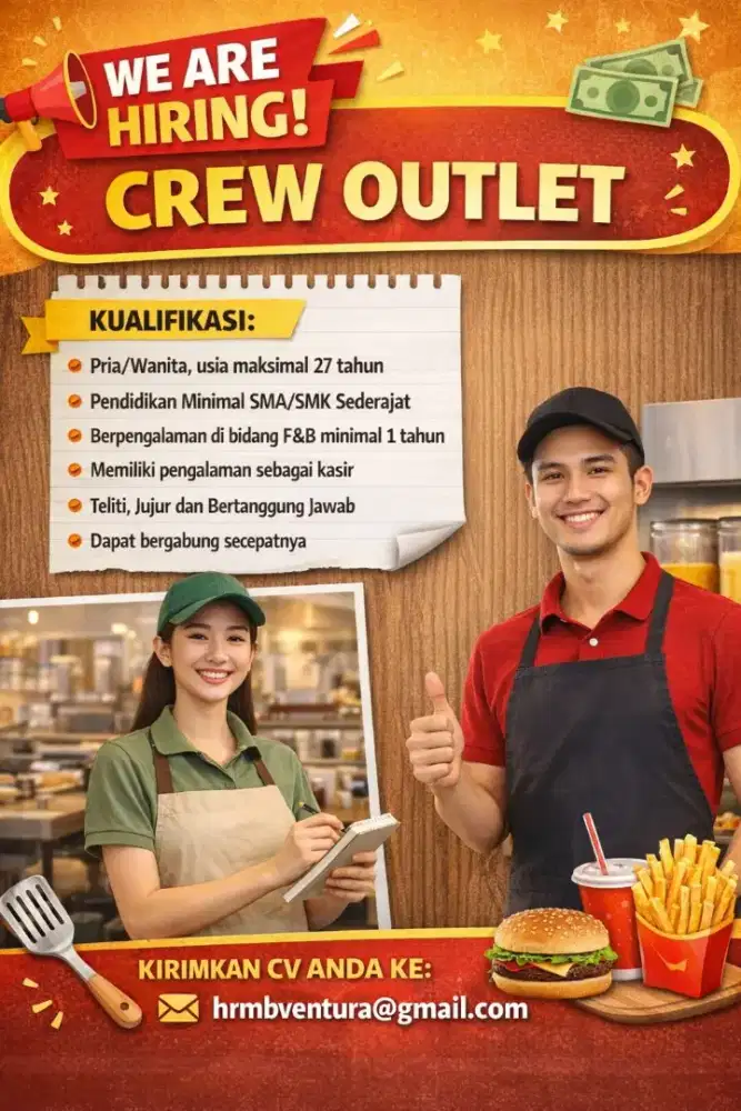Crew outlet makanan dan minuman