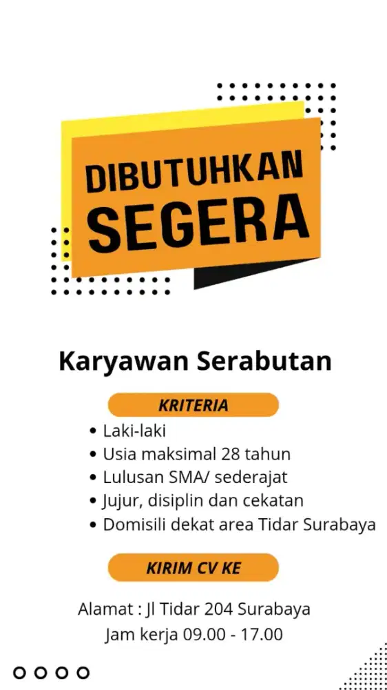 Karyawan serabutan Spare Part Motor
