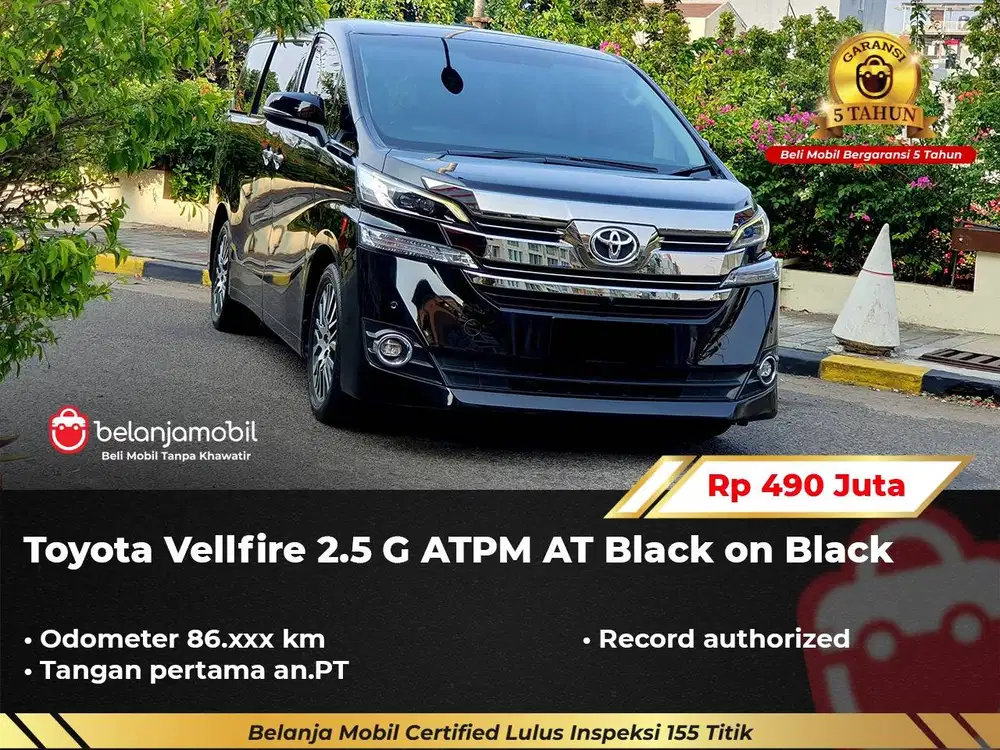 [ GARANSI 5TH ] Toyota Vellfire 2.5 G ATPM Black on Black 2017/2018