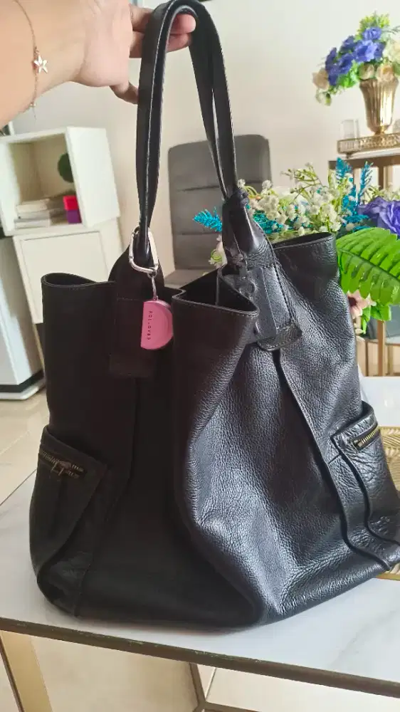 Tas Fossil Kulit Leather Tote Bag Asli Hitam Mulus, Original, Terawat