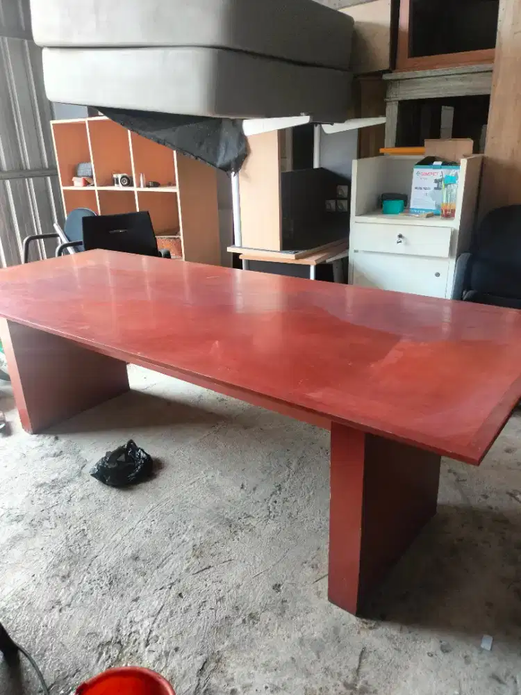 Meja meeting/makan bahan multipleks tebal lapisan veneer, bekas kokoh