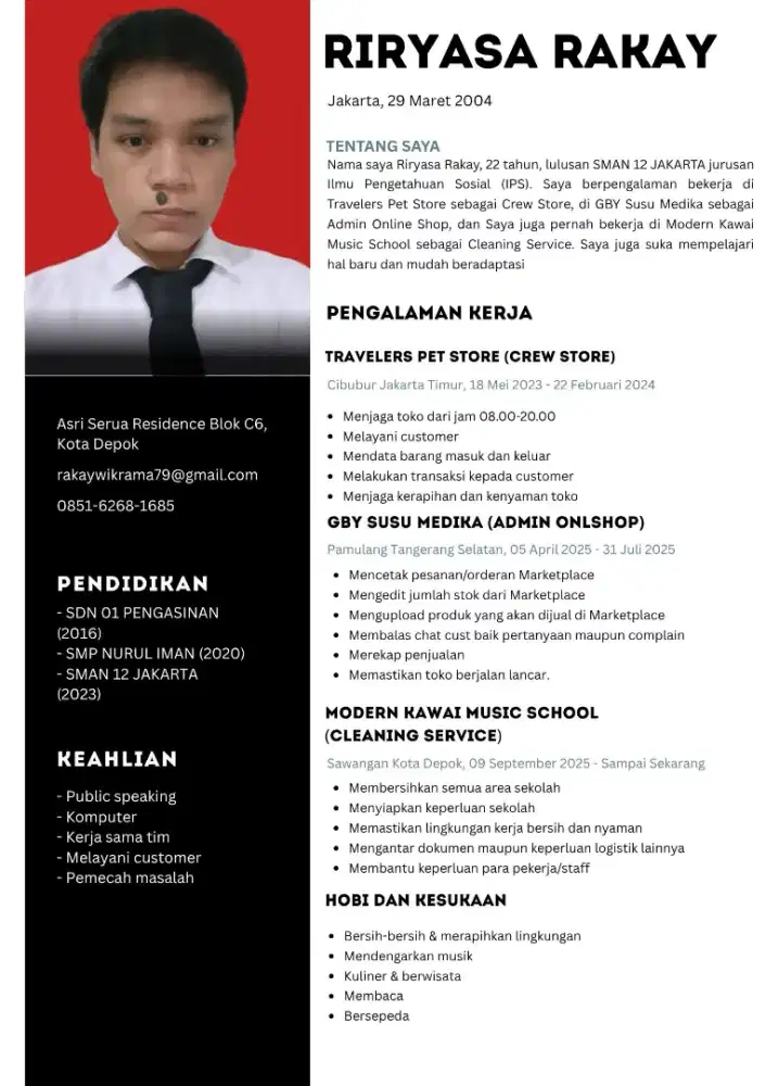 Mencari Pekerjaan, Crew Store, Admin Online Shop, Cleaning Service