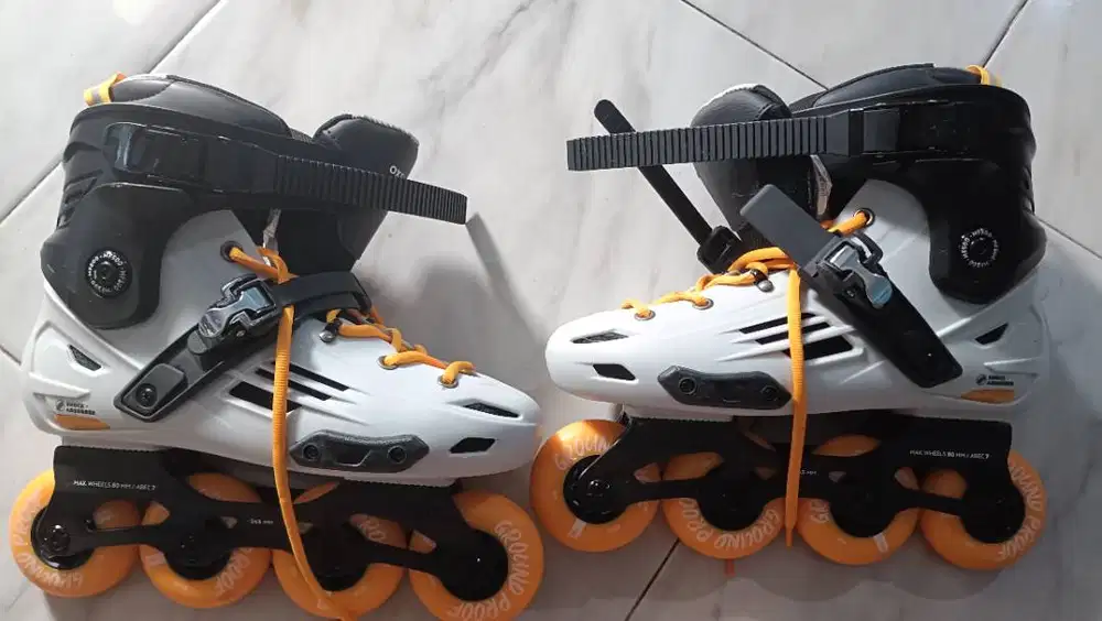 OXELO MF500 Sepatu Roda Dewasa Unisex Inline Skates - White/Yellow