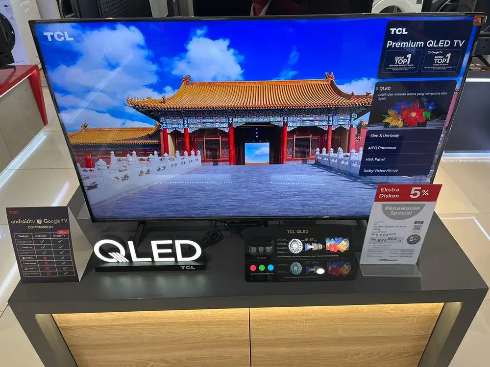 TV TCL QLED GOOGLE 4K 43INCH 43P7L (bisa cicilan)