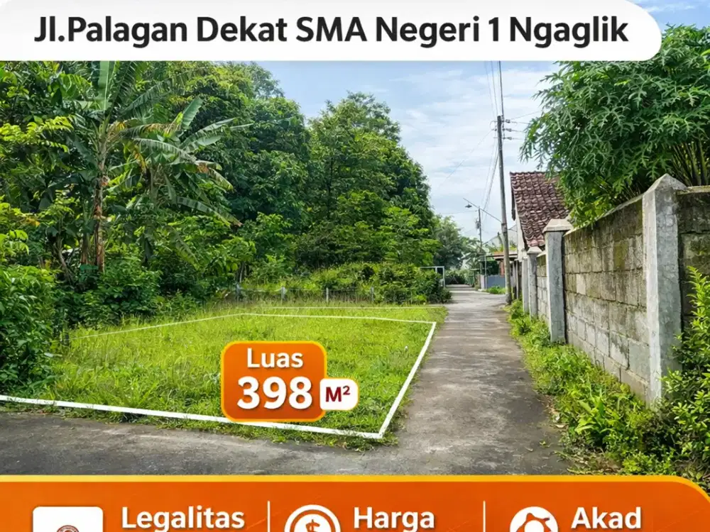 Tanah Pekarangan Jl. Palagan km 11, Lingkungan Perumahan & Pemukiman, udara sejuk asri lingkungan Nasionalis