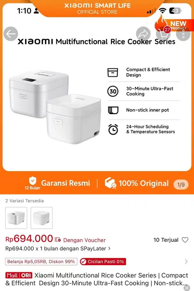 Rice Cooker Digital Xiaomi 3L