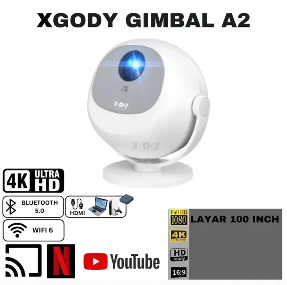 XGODY Gimbal A2 Smart Proyektor LCD