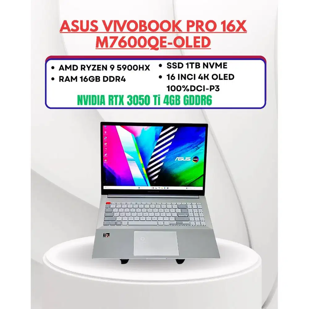 ASUS VIVOBOOK PRO 16X OLED M7600QE RYZEN 9 5900HX NVIDIA RTX 3050 Ti R