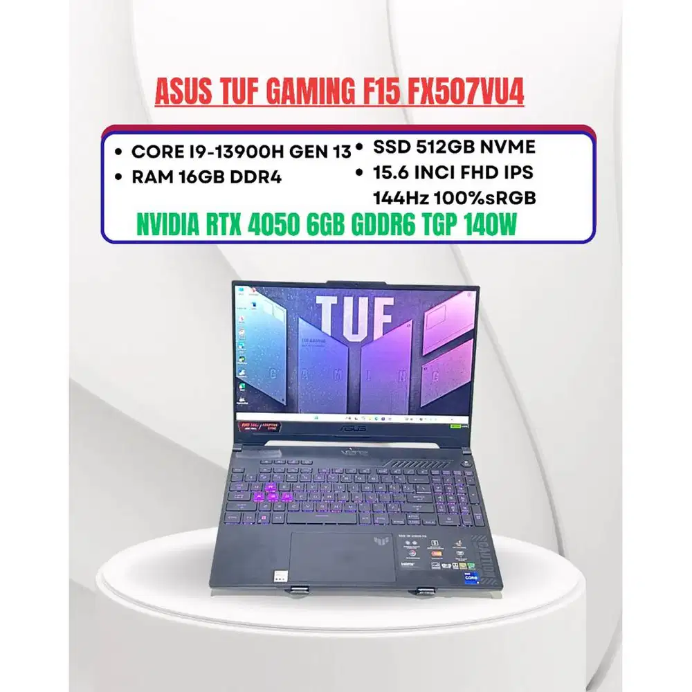 ASUS TUF GAMING F15 FX507VU4 CORE i9-13900H NVIDIA RTX 4050 RAM 16GB S