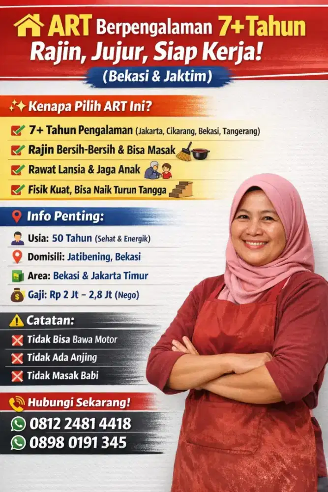 ART Asisten Rumah Tangga Berpengalaman 7Tahun