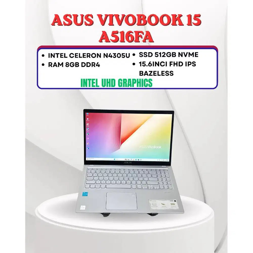 ASUS VIVOBOOK A516KA INTEL N4500 RAM 8GB SSD 128GB NVME 15.6inci FHD I