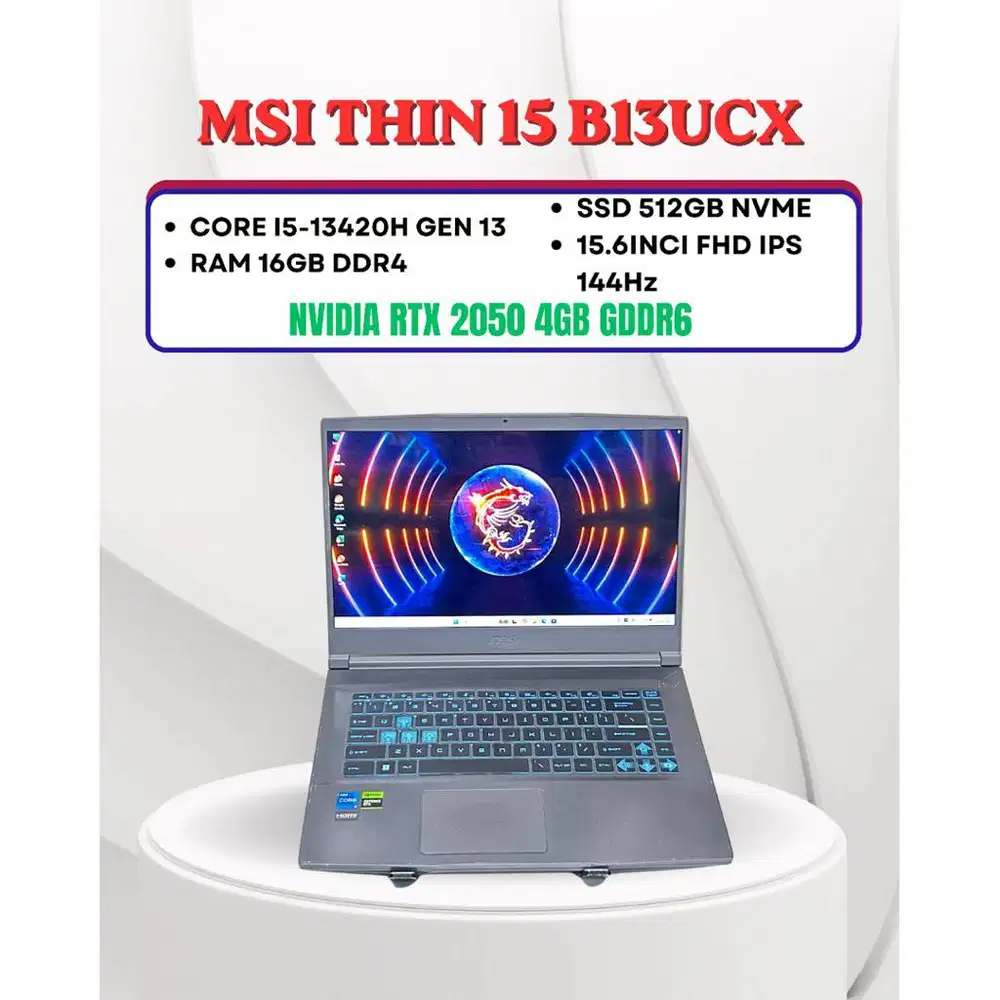 MSI THIN 15 B13UC CORE I5-13420H NVIDIA RTX 2050 RAM 16GB SSD 512GB 15