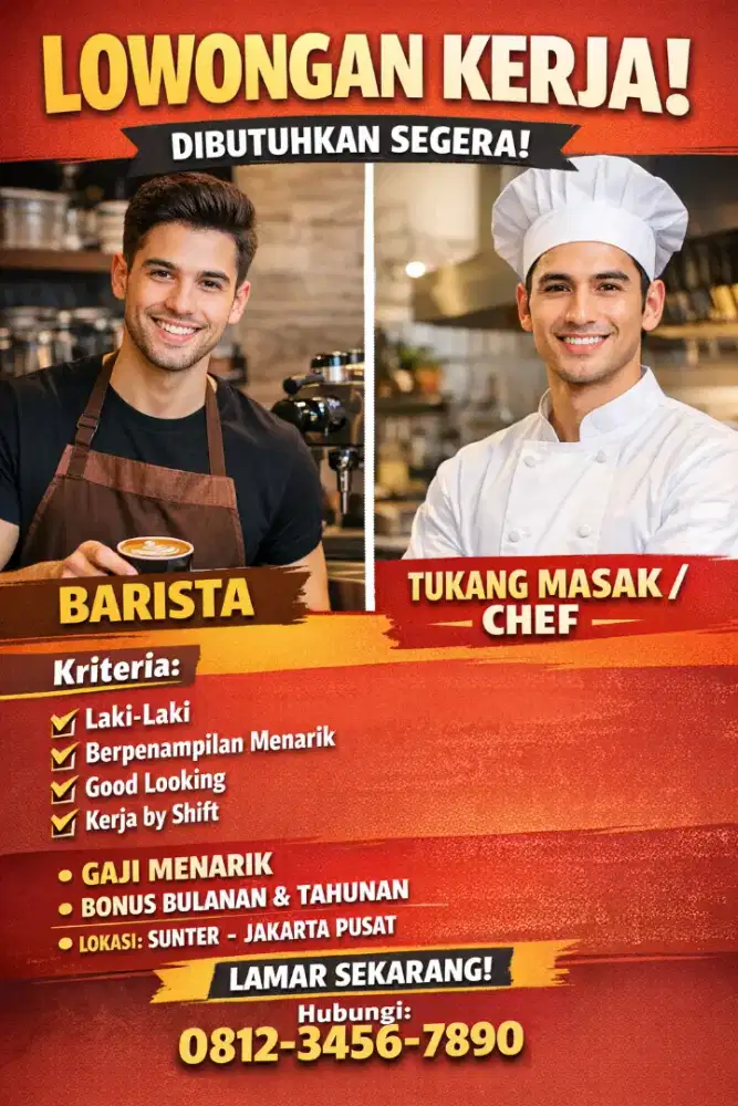 Lowongan Kerja Barista dan Chef untuk Toko Kopi