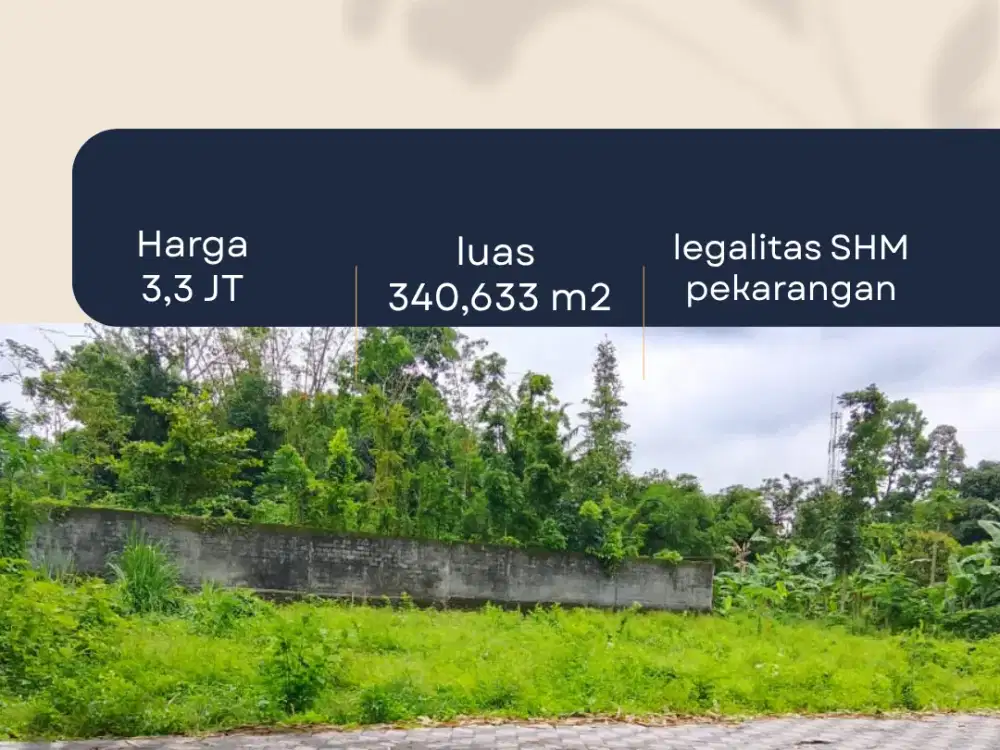 Tanah Jogja Kost Area Kampus UII Kaliurang SHM Pekarangan