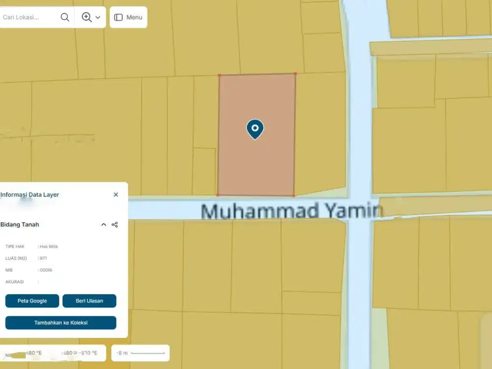 JUAL TANAH EKSCLUSIVE MOH.YAMIN RENON