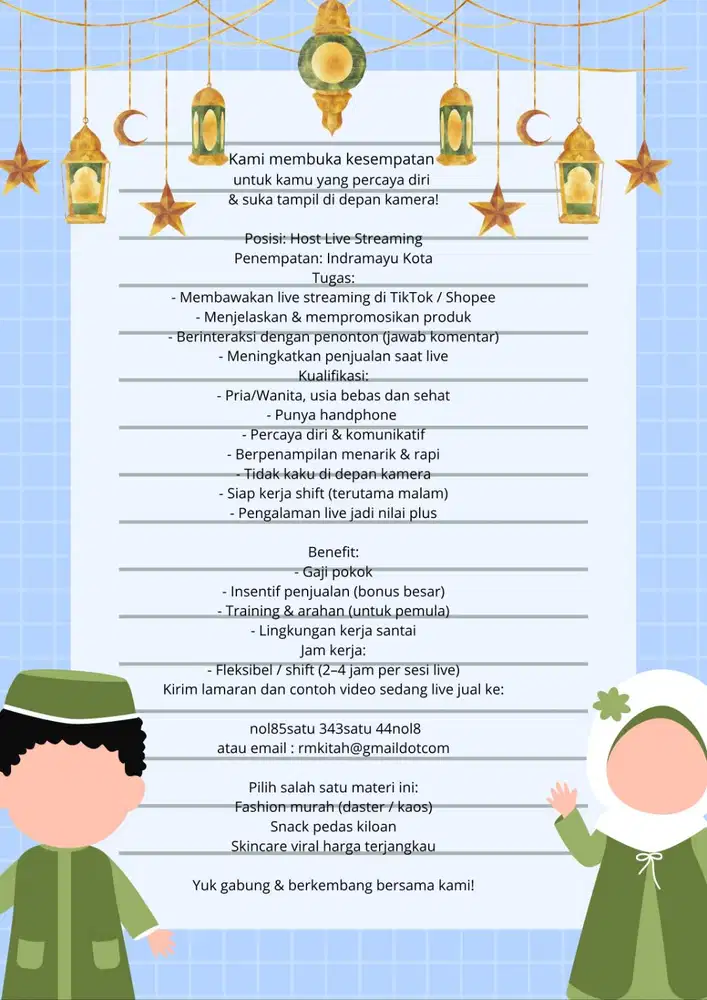 LOWONGAN HOST LIVE STREAMING