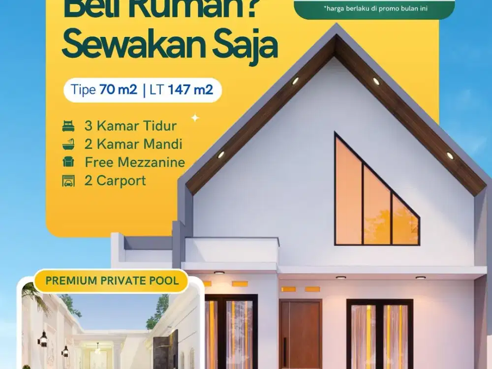 Rumah villa 900 jutaan dengan kolam pribadi dekat kampus UMY