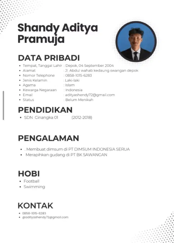 assalamuallaikum cari pekerjaan barang kali ada