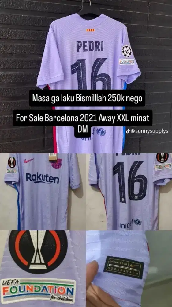 Jersey Barcelona away 2021 ungu Player issue