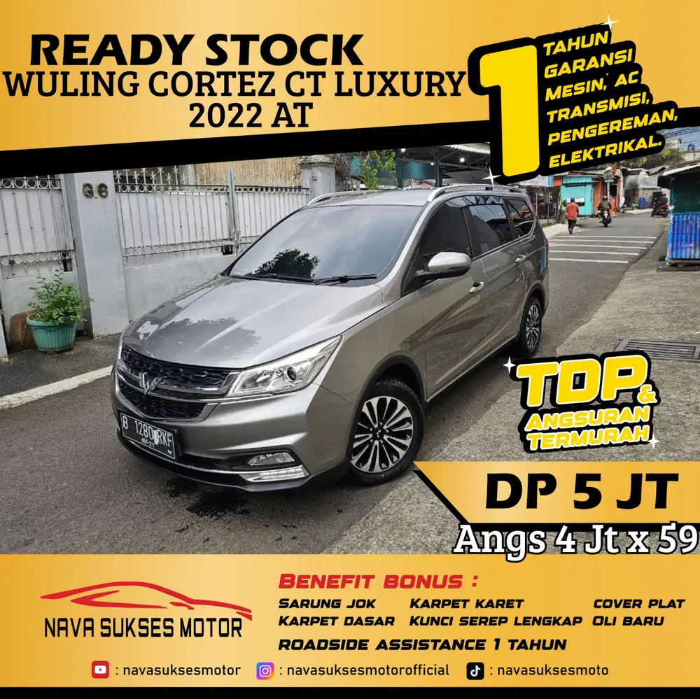 TDP 5Jt Angs Termurah Wuling Cortez CT Luxury 2022 Matic Abu Abu LowKm