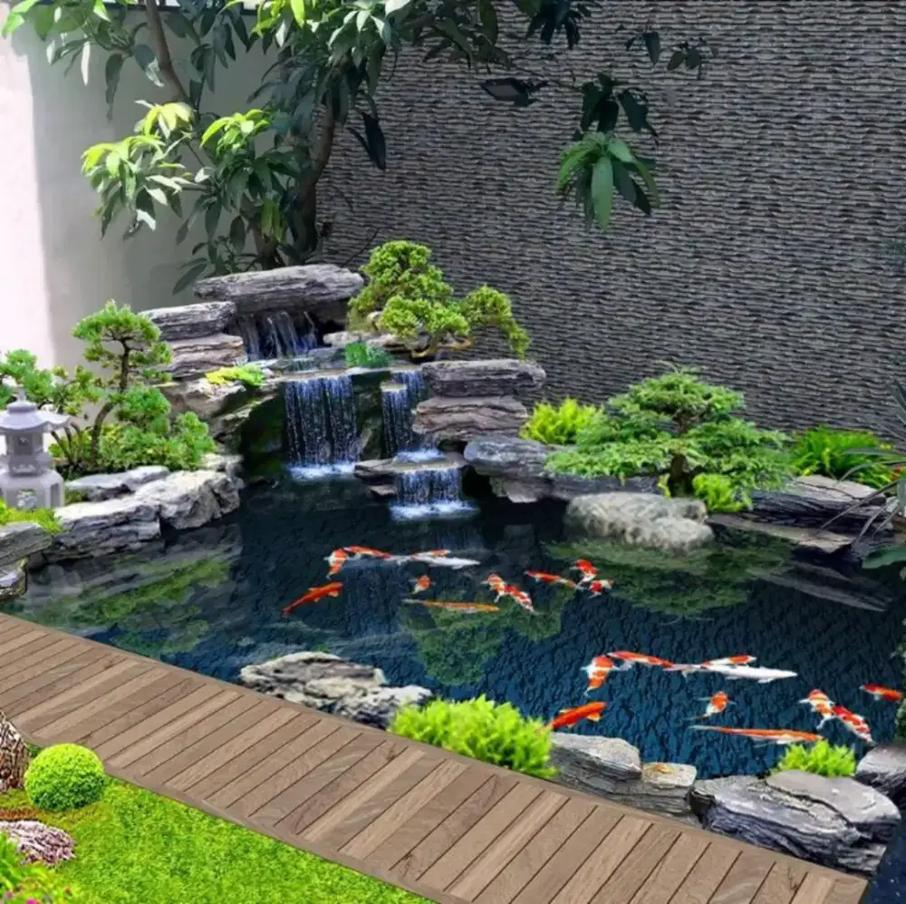 Jasa pembuatan kolam minimalis kolam air mancur kolam relif ikan koi 8