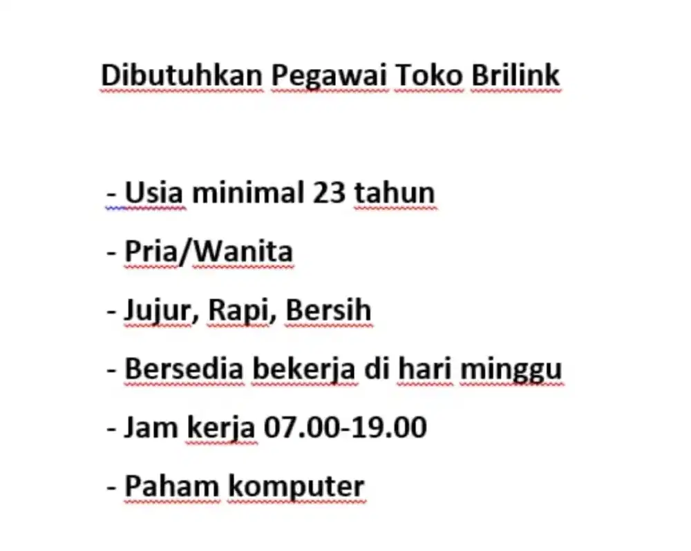 Di Butuhkan Segera Penjaga Toko ATK dan Brilink