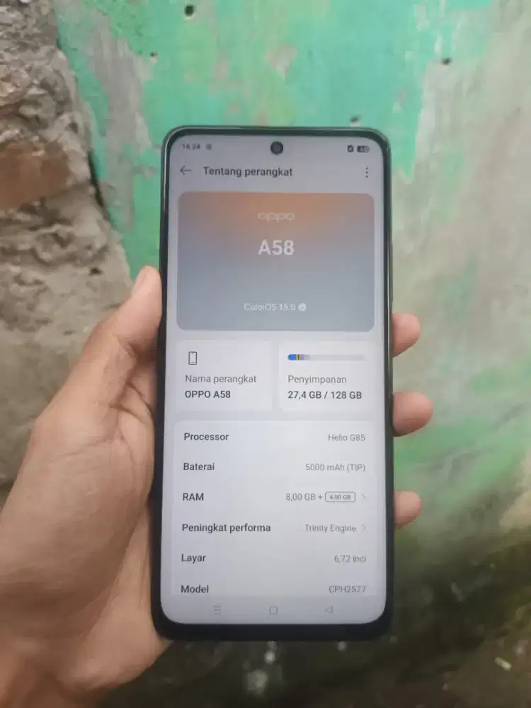 Oppo a58 8+8/128 hp casan tipe c no minus mulus