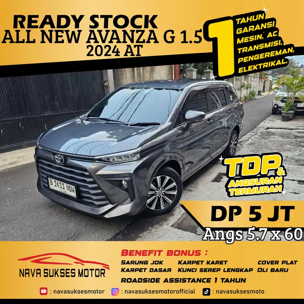 TDP 5Jt Angs Termurah All New Avanza G 1.5 2024 Matic Low Km Rasa Baru