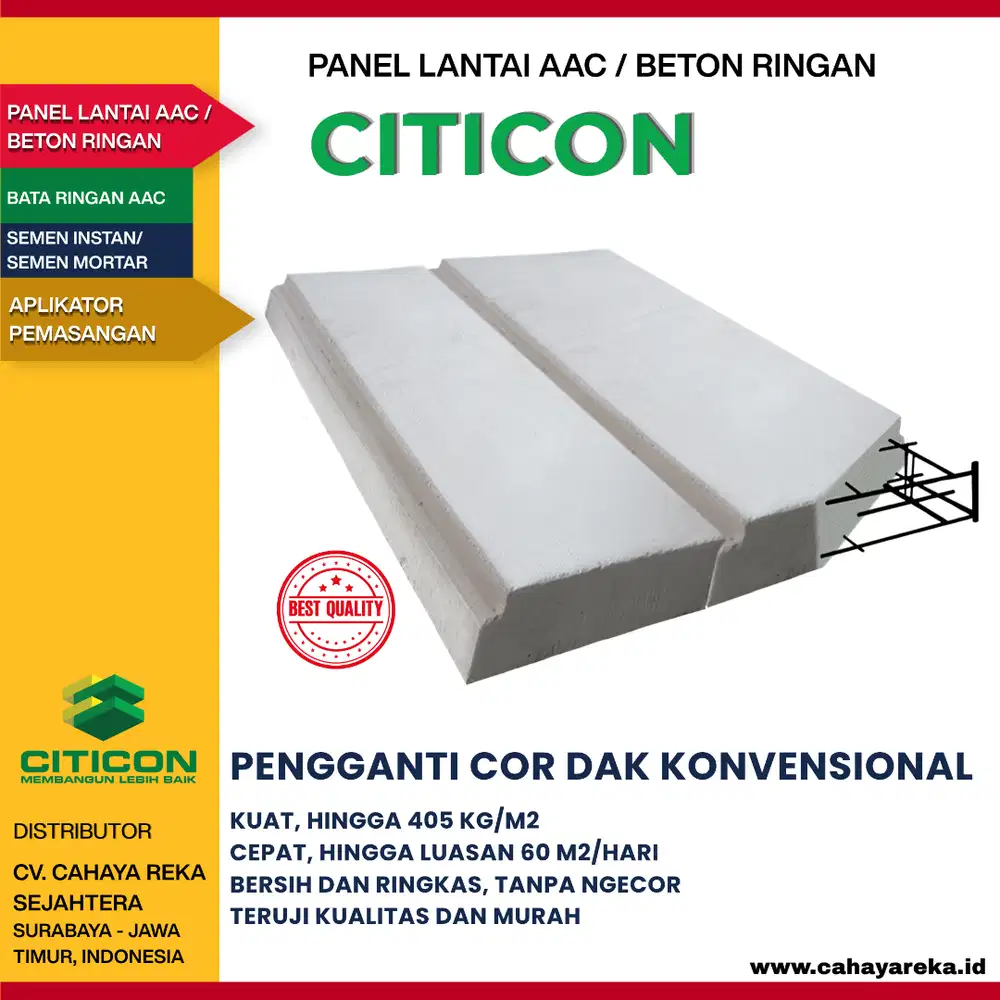 Panel Lantai AAC (Hebel) CIticon |Ngedak tanpa Ngecor| Surabaya Jatim